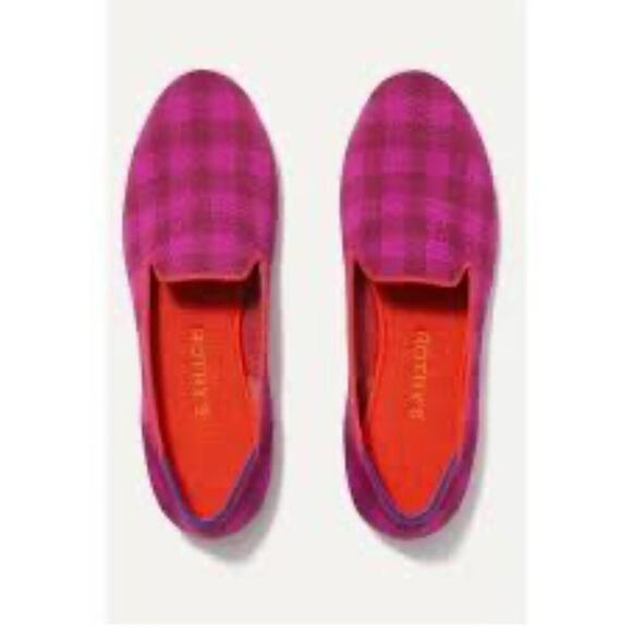 Rothy's The Cherry Gingham Slip On Ballet Flat Comfortable Purple Size W6.5 NWOT